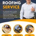 Blue and Orange Modern Roofing Services Flyer