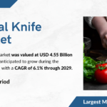 The Global Knife Market was valued at USD 4.55 Billion in 2023 and may grow during the forecast with a CAGR of 6.1% by 2029.