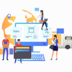 Team of online store working with customer