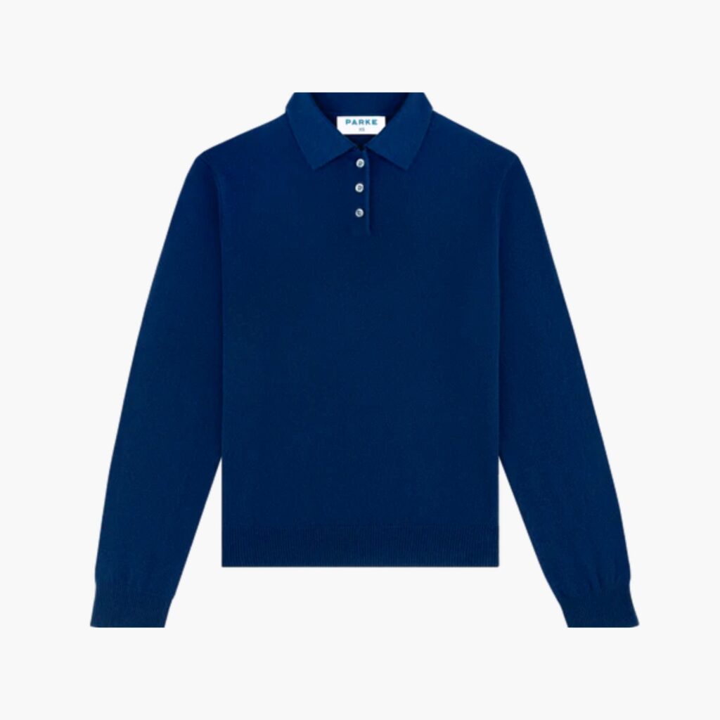 Long Sleeve Classic Polo Sweater Navy