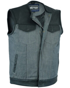 men heavy duty biker leather vest