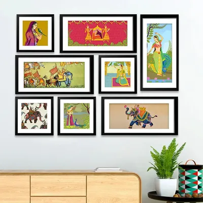 wallmantra-madhubani-art-collage-picture-wall-frame-set-of-8-EBEF-medium