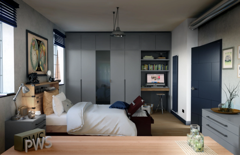 small bedroom fitted wardrobes bed in the middle