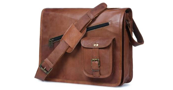vintage leather messenger bag