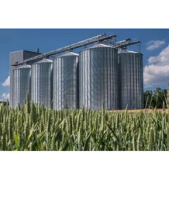 Industrial storage system with cement silo tank and bulk material handling equipment