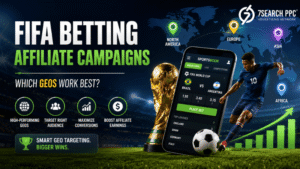 FIFA betting affiliate campaign dashboard showing top GEO performance, betting traffic analytics, and sportsbook conversion statistics.