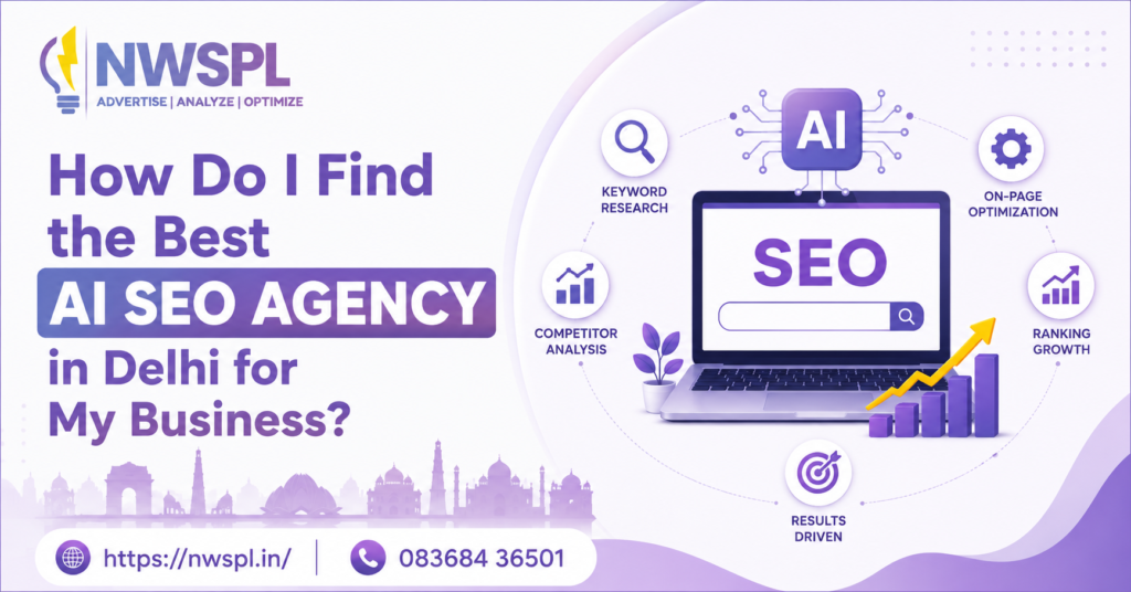 AI SEO Agency in Delhi helping businesses improve search rankings through AI-powered SEO, keyword research, on-page optimization, competitor analysis, and ranking growth.