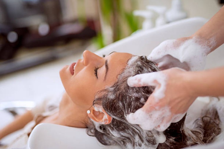 woman taking salon services
