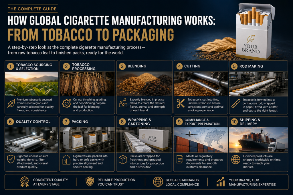 Global Cigarette Manufacturing Works: From Raw Leaf to Final Packaging
