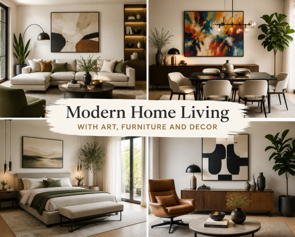 Modern Home Living With Art, Furniture And Decor