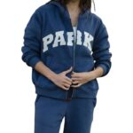 Parkee Hometown Varsity Zip-Up Hoodie Navy Blue