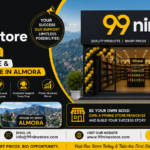 99nine Store Franchise in Almora promotional banner featuring a modern retail storefront, affordable products, low-investment business opportunity, and store details in Almora, Uttarakhand.