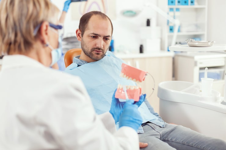 stomatologist-explaining-proper-dental-hygiene-using-teeth-skeleton-stomatology-appointment_482257-4910
