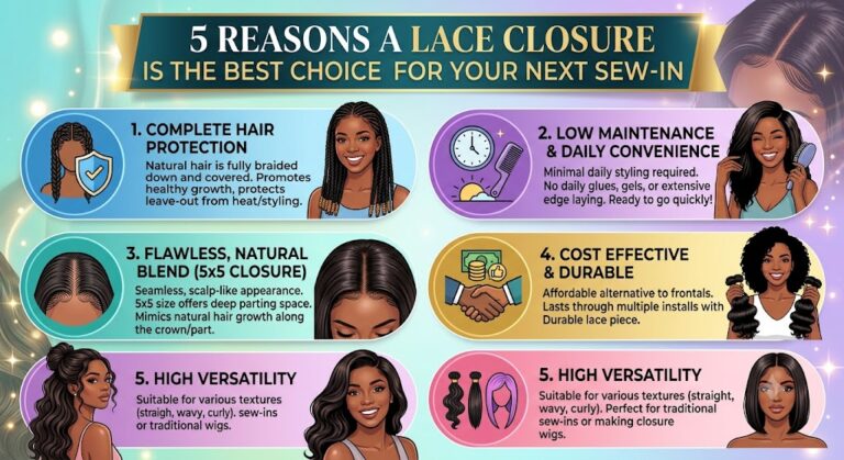 5 Reasons a Lace Closure Is the Best Choice for Your Next Sew-In