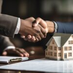 successful real estate transaction, realtor and buyer shaking hands generative ai