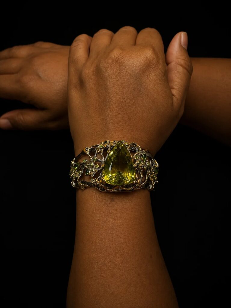 Lemon Quartz Statement Cuff Bracelet