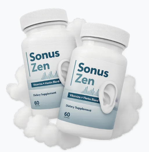 Sonus Zen hearing support supplement bottle with natural ingredients