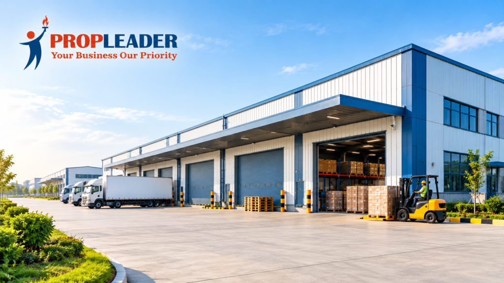 Modern Warehouse Complex with Propleader Branding