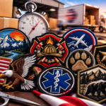 Custom embroidered patches made in USA featuring military, aviation, firefighter, American flag, and outdoor designs.